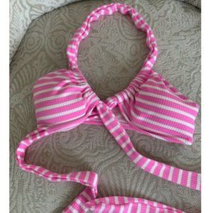 Aerie Pink Striped Wrap Around Triangle Bikini Top XS NWT